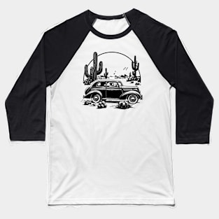 Sunset and Car Baseball T-Shirt